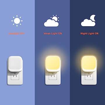 N&B NICE&BRAVO Plug in Night Lights Kids Nightlight Plug Into Wall Dusk to Dawn Sensor LED Night Light for Bedroom, Nursery, Hallway, Kitchen, Bathroom Three-Level Brightness Adjustment – 1 Pack