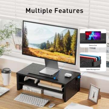 Ergonomic LORYERGO Monitor Stand Riser for Home & Office