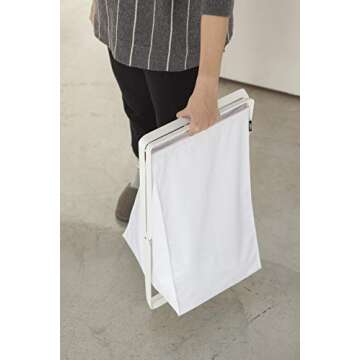 Yamazaki Home Laundry Basket - Foldable Storage Hamper Organizer Steel One Size White