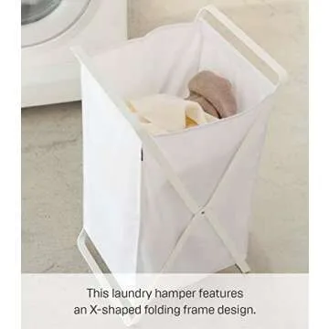 Yamazaki Home Laundry Basket Foldable Steel White