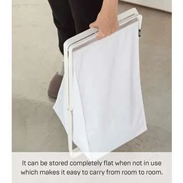 Yamazaki Home Laundry Basket Foldable Steel White