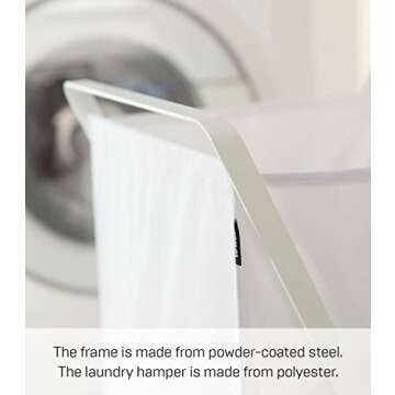 Yamazaki Home Laundry Basket - Foldable Storage Hamper Organizer Steel One Size White