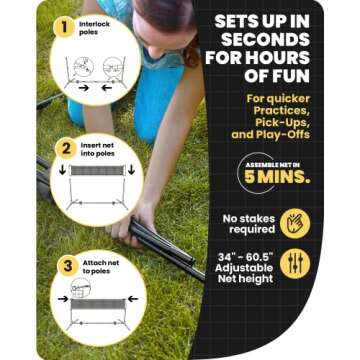 Boulder Sports All-in-One Pickleball & Badminton Set - Portable, Adjustable Net with Paddles & Rackets