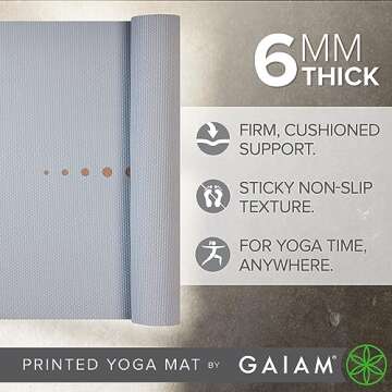 Gaiam Yoga Mat - Premium 6mm Print Extra Thick Non Slip Exercise & Fitness Mat for All Types of Yoga...