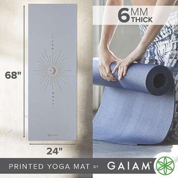 Gaiam Yoga Mat - Premium 6mm Print Extra Thick Non Slip Exercise & Fitness Mat for All Types of Yoga, Pilates & Floor Workouts - Violet Vision