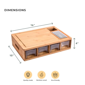 Prosumers Choice Bamboo Cutting Board with Organizer Trays