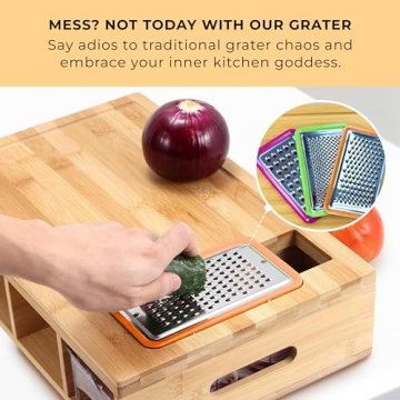 Prosumers Choice Bamboo Cutting Board with Organizer Trays