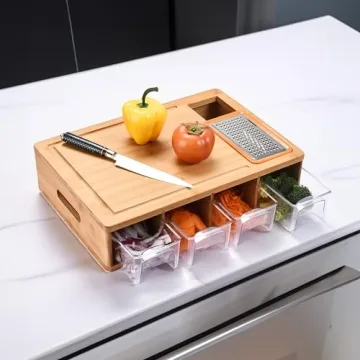 Prosumers Choice Bamboo Cutting Board with Organizer Trays