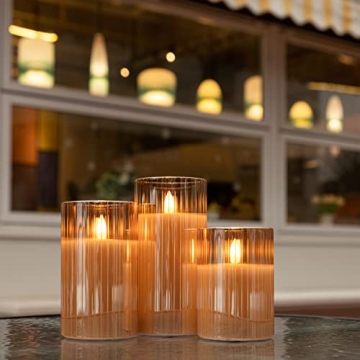 ANGELLOONG Glass Flameless Candles Remote Control Set of 3