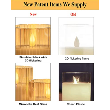 ANGELLOONG Glass Flameless Candles Remote Control Set of 3