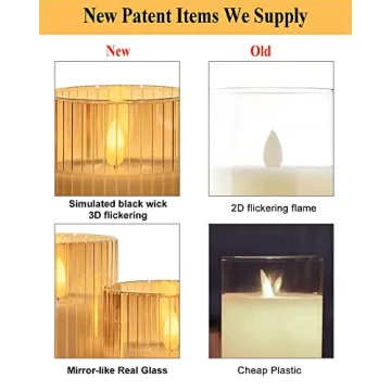 ANGELLOONG Glass Flameless Candles Remote Control Set of 3
