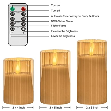 ANGELLOONG Glass Flameless Candles Remote Control Set of 3