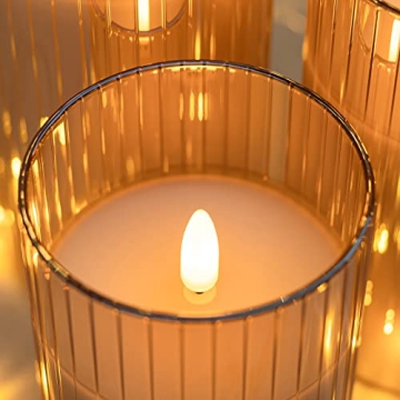 ANGELLOONG Glass Flameless Candles Remote Control Set of 3