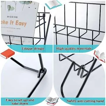 Gejoy 6 Tiered Book Display Rack Wire CD Display Rack Book SigningTabletop Magazine Countertop Holder Retail Literature Brochures Holder(Black)