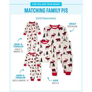 The Children's Place baby girls Family Matching Christmas Holiday Sets, Snug Fit 100% Cotton, Adult, Big Kid, Toddler, Pajama Set, Buff Bear, Medium US