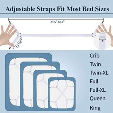 Sopito Sheet Straps, Adjustable Bed Sheet Suspenders Max Stretch from 29.5 in to 82.7 in Compatible ...
