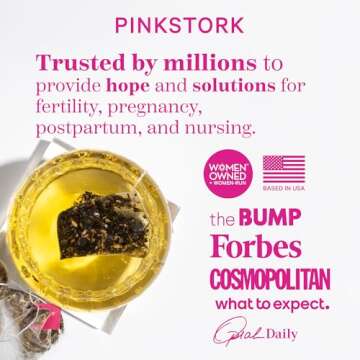Pink Stork Organic Lactation Support Tea for Breast Milk Supply - Fenugreek, Milk Thistle, + Fennel - Breastfeeding Essentials, Caffeine-Free - Hot or Iced - 15 Sachets, Smooth Vanilla
