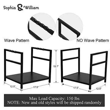 Sophia & William 17" Small Indoor Outdoor Metal Firewood Rack, Black Log Holder Wood Rack to Store Logs, Heavy-duty Firewood Stacking Rack for Fireplace Fire Pit Stove BBQ, 17.5"H * 15.7"W * 12.5"L