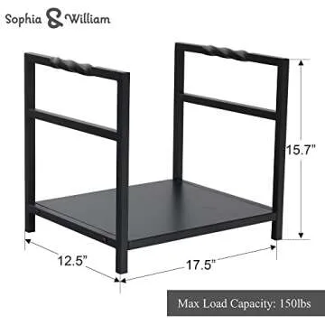 Sophia & William 17" Small Indoor Outdoor Metal Firewood Rack, Black Log Holder Wood Rack to Store Logs, Heavy-duty Firewood Stacking Rack for Fireplace Fire Pit Stove BBQ, 17.5"H * 15.7"W * 12.5"L