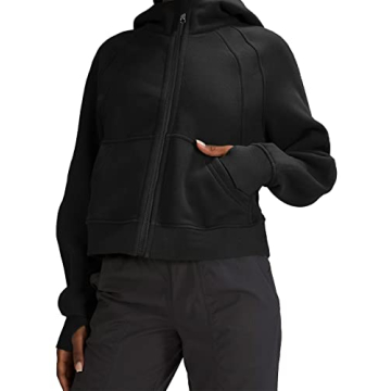 Stylish LASLULU Women's Fuzzy Cropped Zip Up Hoodie