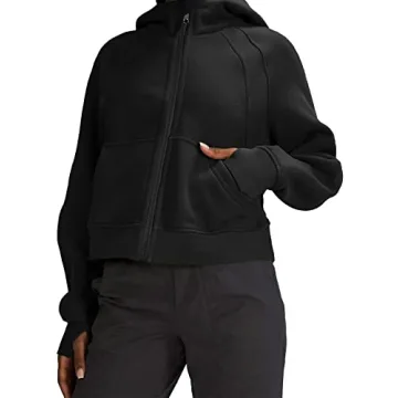 Stylish LASLULU Women's Fuzzy Cropped Zip Up Hoodie