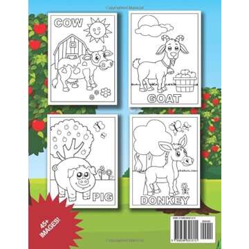 Farm Animals Coloring Book for Toddlers: For Kids Ages 2-4 / 45+ Simple, Fun and Easy Designs / Cute...