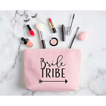 Stunning 6 Piece Bride Tribe Canvas Cosmetic Bag Set