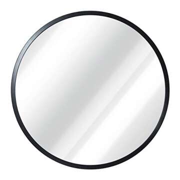 HBCY Round Black Mirror - Elegant 16" Wall Decor