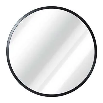 HBCY Round Black Mirror - Elegant 16" Wall Decor