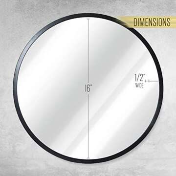 HBCY Round Black Mirror - Elegant 16" Wall Decor