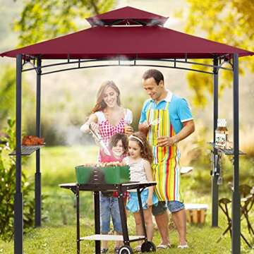 ABCCANOPY 8'x 5' Grill Gazebo Canopy - Outdoor BBQ Gazebo Shelter with LED Light, Patio Canopy Tent ...