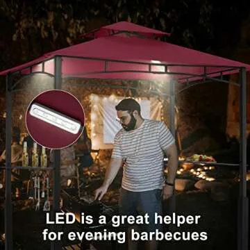 ABCCANOPY 8'x5' Grill Gazebo with LED Lights for BBQ