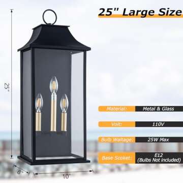 Elegant Lawyettle Dusk to Dawn Outdoor Wall Light 25"