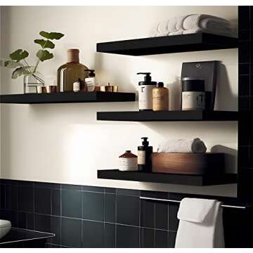 IKJZIZP Rustic Farmhouse Floating Shelves for Wall Decor Storage Wood Wooden Wall Shelves for Bedroo...