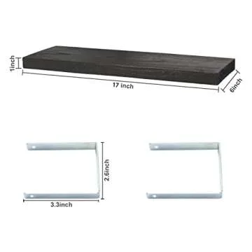 IKJZIZP Rustic Farmhouse Floating Shelves for Wall Decor Storage Wood Wooden Wall Shelves for Bedroom Bathroom Kitchen Living Room - Black Set of 6