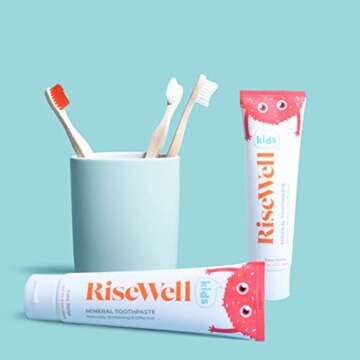 RiseWell Kids Mineral Toothpaste - Kids Hydroxyapatite Toothpaste, Safe to Swallow - Natural, Fluori...