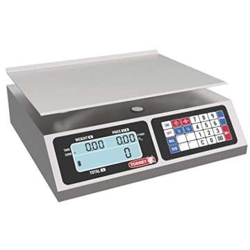 TORREY LPC40L Electronic Price Computing Scale, Rechargeable Battery, Stainless Steel Construction, 100 Memories, 8 Direct Access Keys , 40 lb