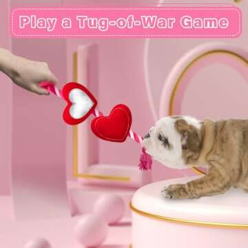 Lepawit Valentine's Day Dog Toys, Durable Dog Rope Toys with Plush Squeaky Heart, Tug of War Dog Toy, Cute Valentine's Dog Gifts for Small and Medium Dogs