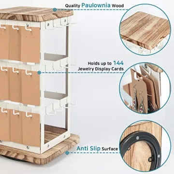 Rotating Jewelry Tower Display Earring Holder with 48 Hooks