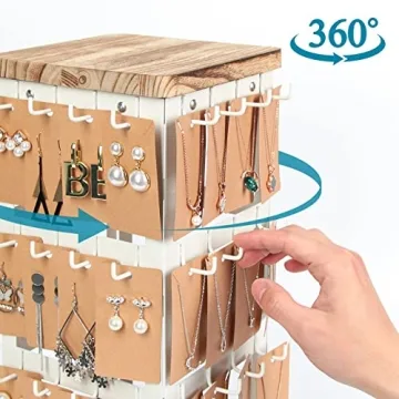 Rotating Jewelry Tower Display Earring Holder with 48 Hooks