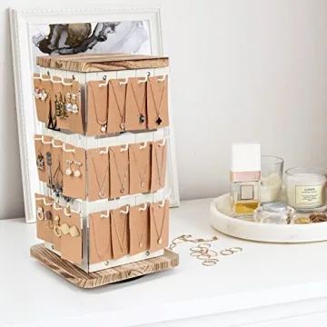 Rotating Jewelry Tower Display Earring Holder with 48 Hooks