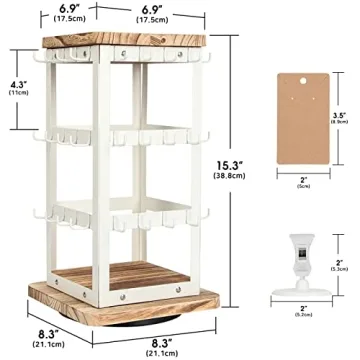 Rotating Jewelry Tower Display Earring Holder with 48 Hooks