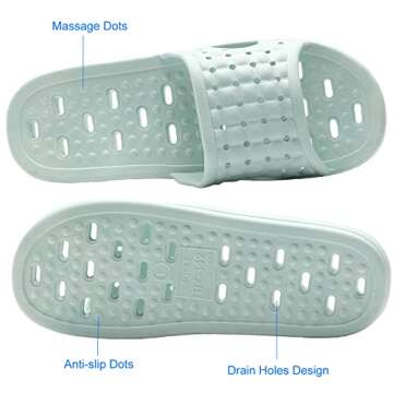 COZYAREA Shower Shoes Quick Dry Non-Slip Bathroom Slippers for Men Women Dorm Home Slides Light Blue Size 7.5-8 Women/6.5-7 Men
