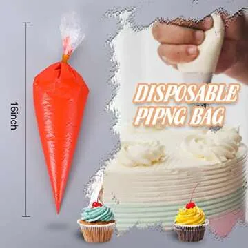 XSEINO Disposable Piping Bags 100PCS - 16 Inch Heavy Duty Non-Slip for Baking and Decorating Cookies