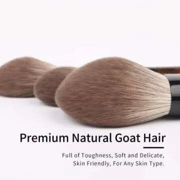 ENZO KEN Natural Goat Hair Makeup Brush Set with Case, Natural Makeup Brushes, Natural Bristle Makeup Brushes, Natural Hair Makeup Brushes Set Professional, Walnut Cosmetic Brushes Makeup Set - MONI