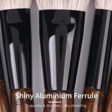 ENZO KEN Natural Goat Hair Makeup Brush Set with Case, Natural Makeup Brushes, Natural Bristle Makeup Brushes, Natural Hair Makeup Brushes Set Professional, Walnut Cosmetic Brushes Makeup Set - MONI