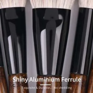 ENZO KEN Natural Goat Hair Makeup Brush Set with Case, Natural Makeup Brushes, Natural Bristle Makeup Brushes, Natural Hair Makeup Brushes Set Professional, Walnut Cosmetic Brushes Makeup Set - MONI