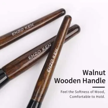 ENZO KEN Natural Goat Hair Makeup Brush Set with Case, Natural Makeup Brushes, Natural Bristle Makeup Brushes, Natural Hair Makeup Brushes Set Professional, Walnut Cosmetic Brushes Makeup Set - MONI