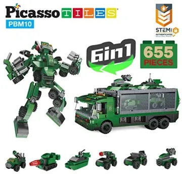 PicassoTiles 655pc Transformer Building Kit for Kids