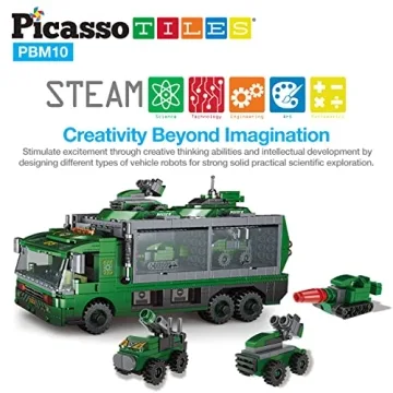 PicassoTiles 655pc Transformer Building Kit for Kids